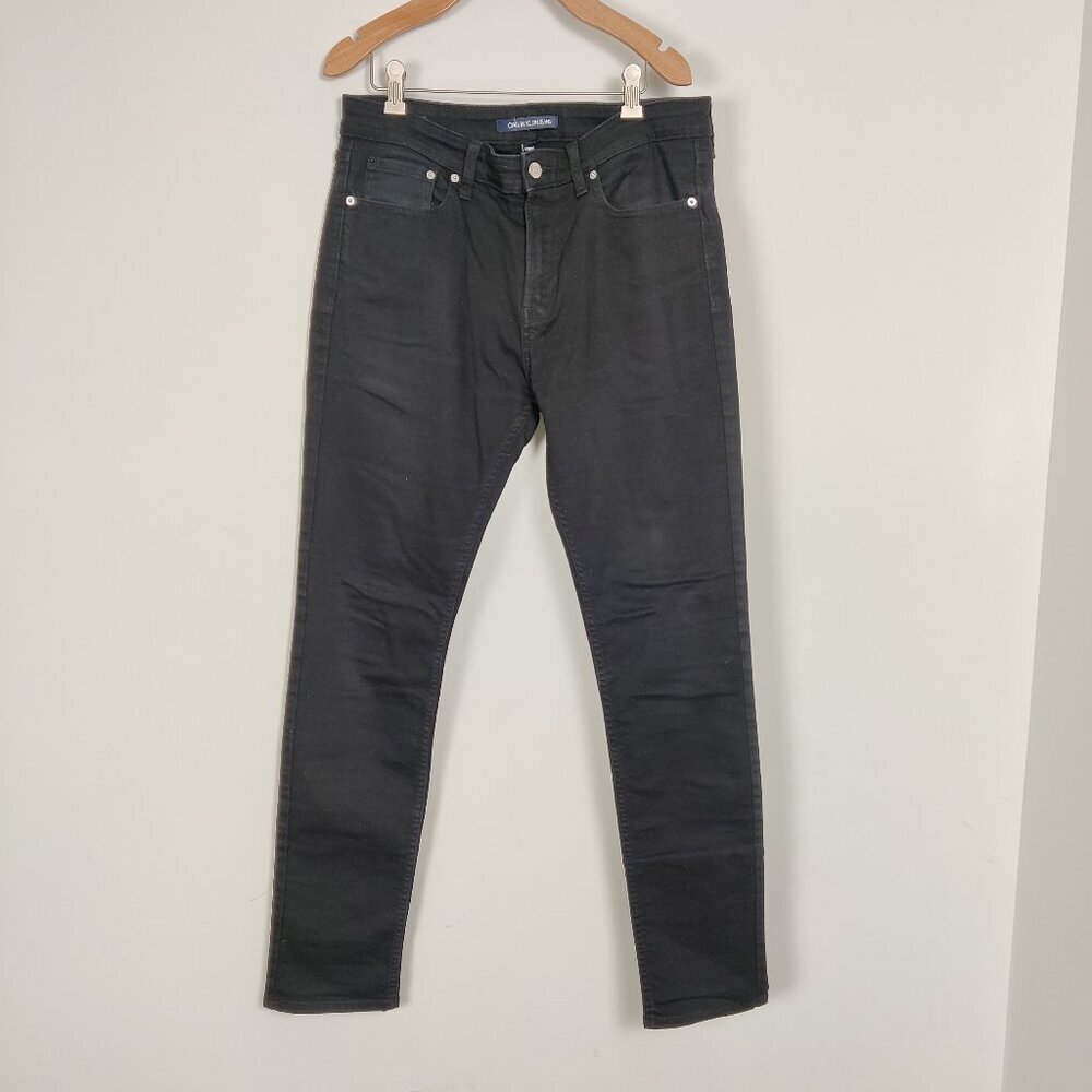 Calvin Klein Jeans Women's Skinny Pants Size 32 Black Cotton Casual Stylish Chic